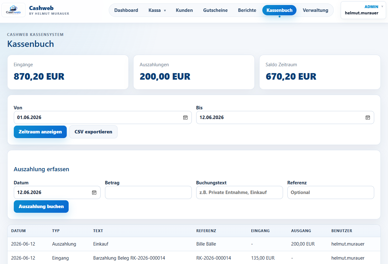 Cashweb Kassenbuch